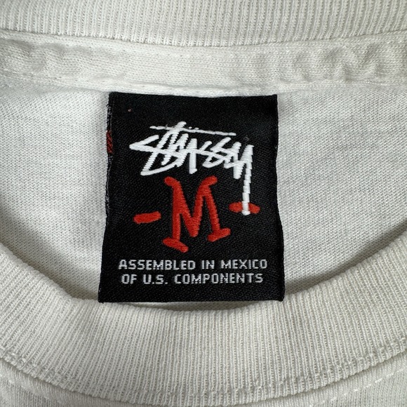 Vtg Stussy Shirt Mens Medium White Y2K Spell Out Graffiti Skate Surf‎ Streetwear - Picture 3 of 11